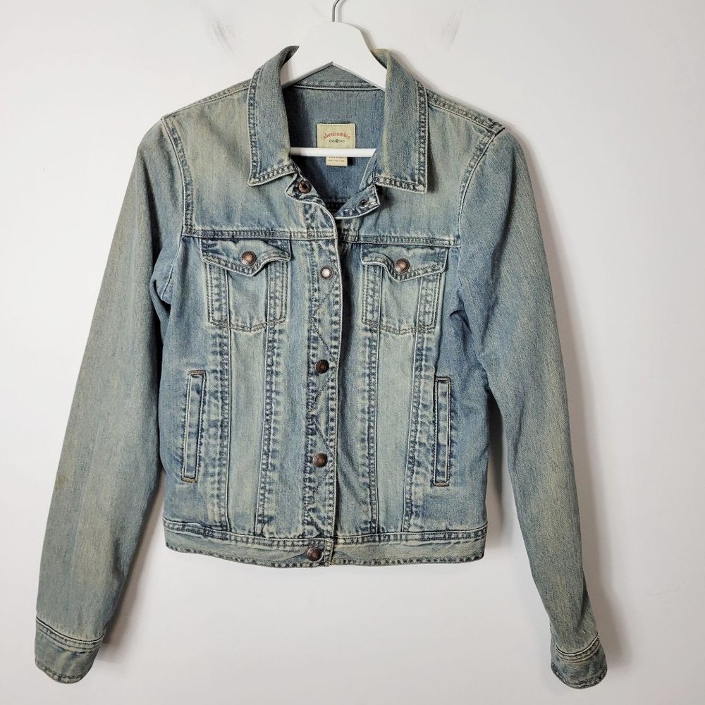 Abercrombie & Fitch Big Girls Size L Snap-Up Denim Jean Jacket Blue
